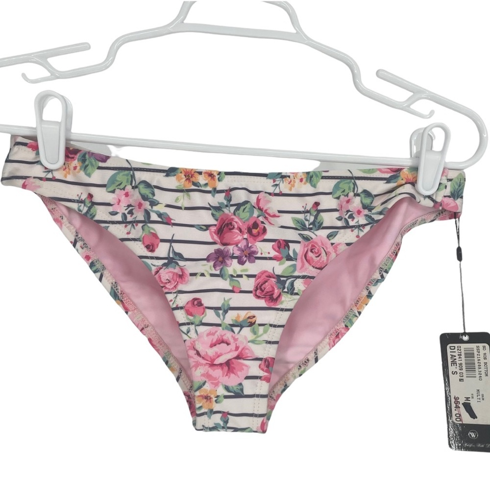 WILDFOX NWT SWIM 90’s BIKINI FLORAL STRIPE BOTTOMS SWIMSUIT NEW